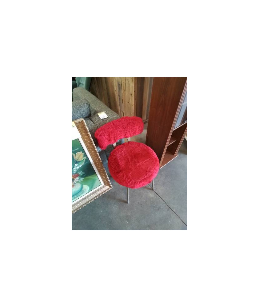 CHAISE MOUMOUTE ROUGE PIÈTEMENT METAL DORÉ ANNÉES 70