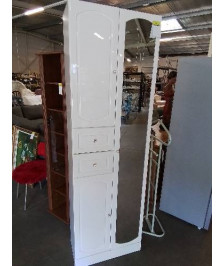 MEUBLE DE SALLE DE BAIN BOIS BLANC LAQUÉ 3 PORTES 2 TIROIRS 