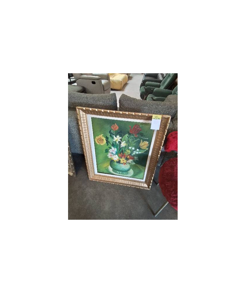 HUILE SUR TOILE BOUQUET DE FLEURS CADRE DORÉ 