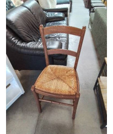 CHAISE BOIS PAILLÉ DOSSIER 2 BARREAUX 