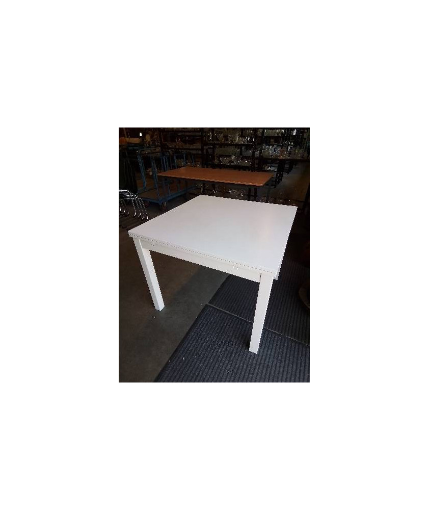 TABLE CARRÉE EXTENSIBLE BOIS ECRU 90X90X74CM