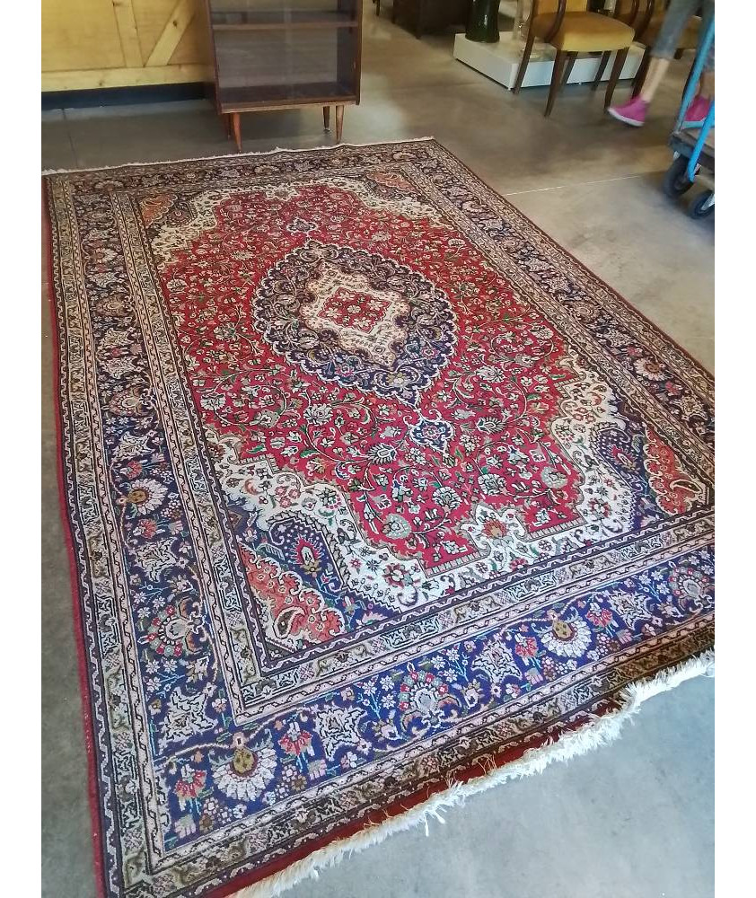 TAPIS LAINE ROUGE BLEU ÉCRU VERT 198X297CM
