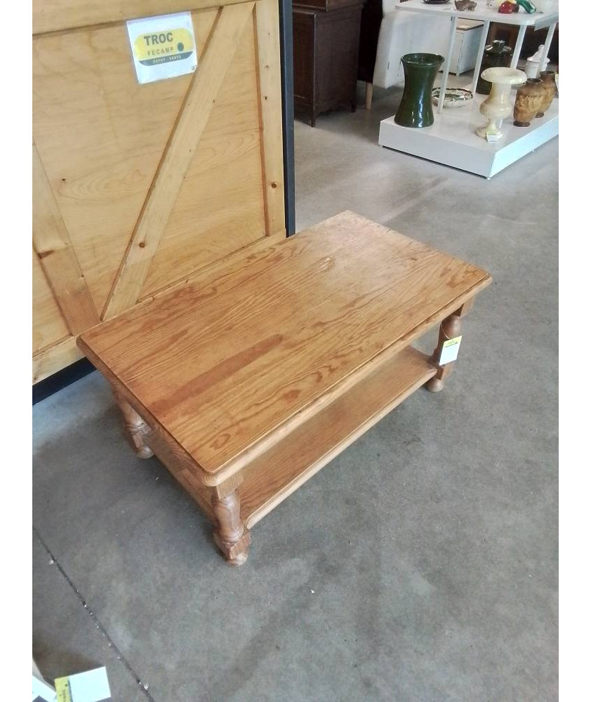 TABLE BASSE RECTANGULAIRE 2 NIVEAUX PIN