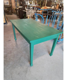 TABLE RECTANGULAIRE BOIS PEINT VERT 2 TIROIRS 140X80X74,5CM 