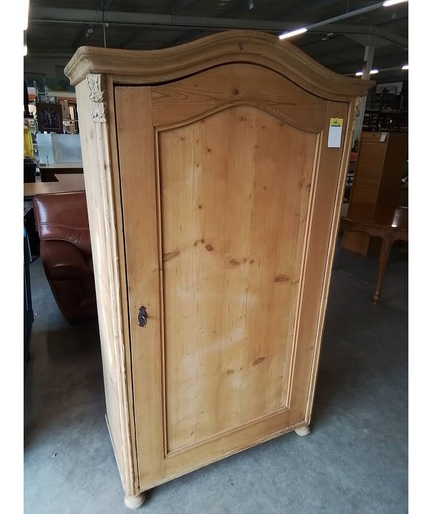 ARMOIRE CINTRÉ PENDERIE BOIS NATUREL DÉBUT XXE 
