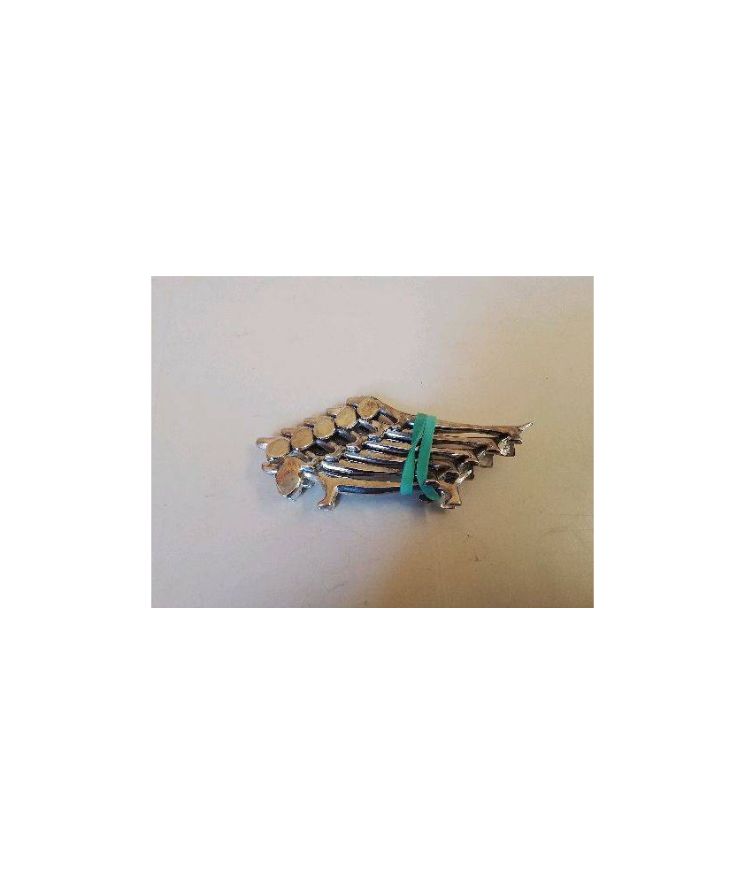 LOT DE 6 REPOSE COUTEAU TECKEL EN METAL ARGENTÉ 