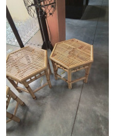 TABLE BASSE HEXAGONALE BAMBOU ET VANNERIE 