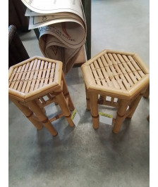 TABLE BASSE HEXAGONALE BAMBOU ET VANNERIE 