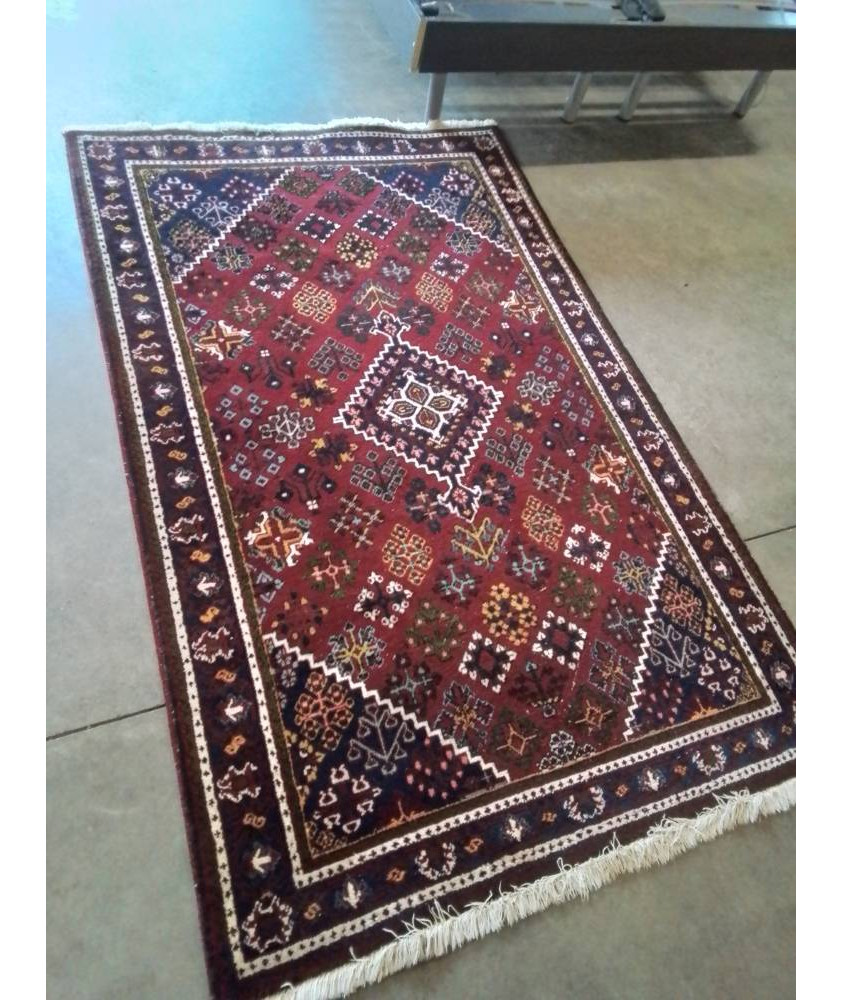 TAPIS LAINE D’ORIENT FAIT MAIN ROUGE BLEU VERT ECRU 214X133CM 