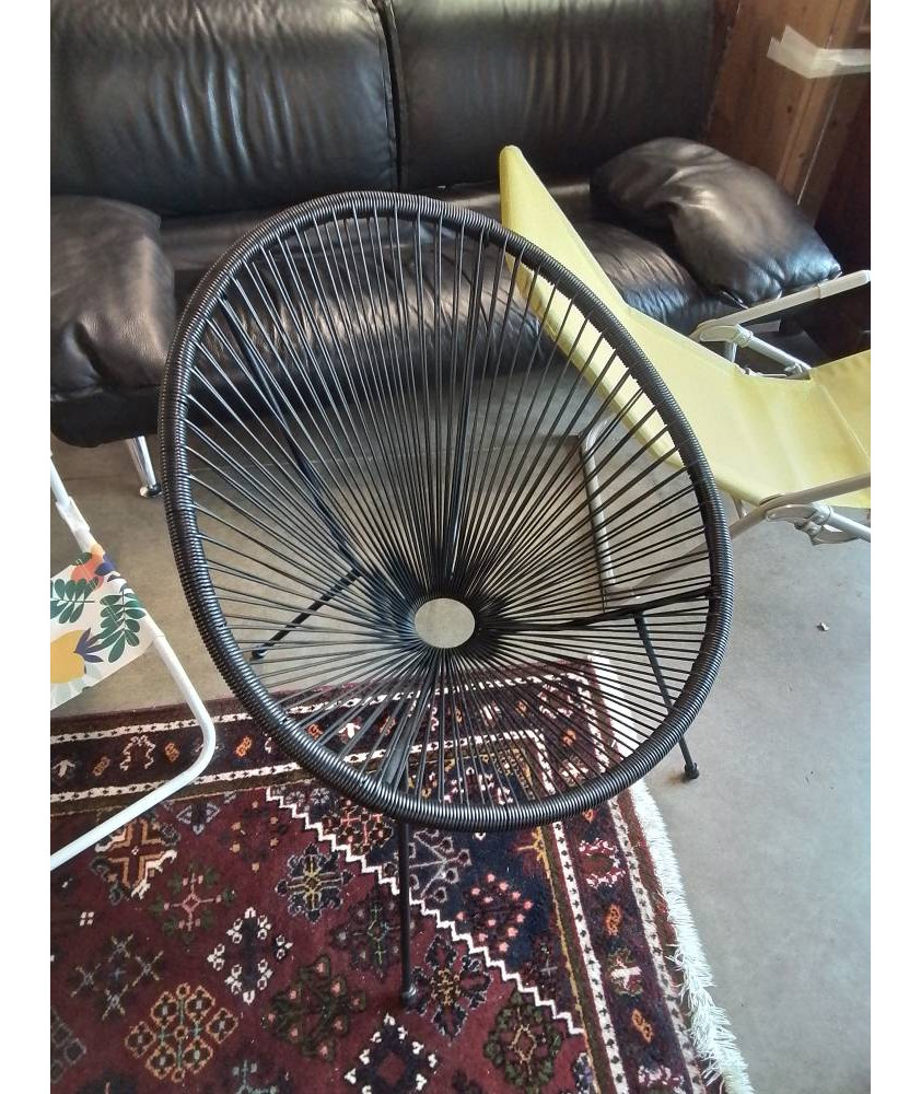 FAUTEUIL COQUE  DE JARDIN MÉTAL ET RESINE NOIR 