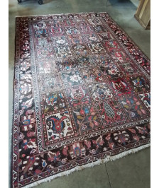 TAPIS LAINE FAIT MAIN ROUGE ÉCRU BLEU EN L\'ÉTAT 298X208CM