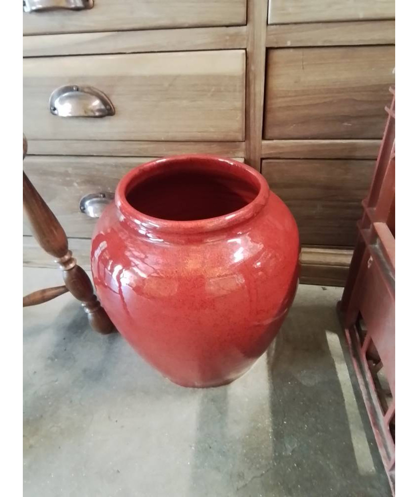 CACHE POT CÉRAMIQUE ROUGE 