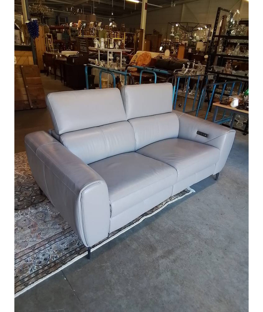 CANAPÉ ÉLECTRIQUE 2 PLACES CUIR TAUPE TÊTIÈRES RÉGLABLE 