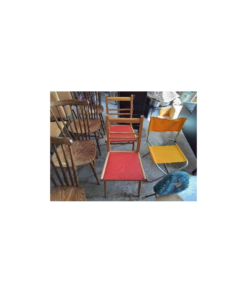 CHAISE ROUGE ANNÉE 70 SKAÏ 