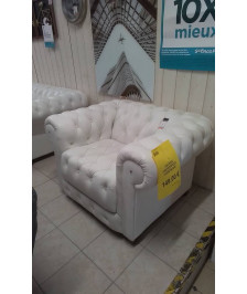 FAUTEUIL CHESTERFIELD CUIRE BLANC 