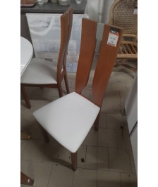 LOT DE 4 CHAISES BLANC ET BOIS 