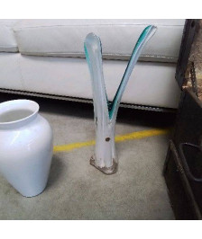 VASE VERRE ITALIEN BLANC/BLEU