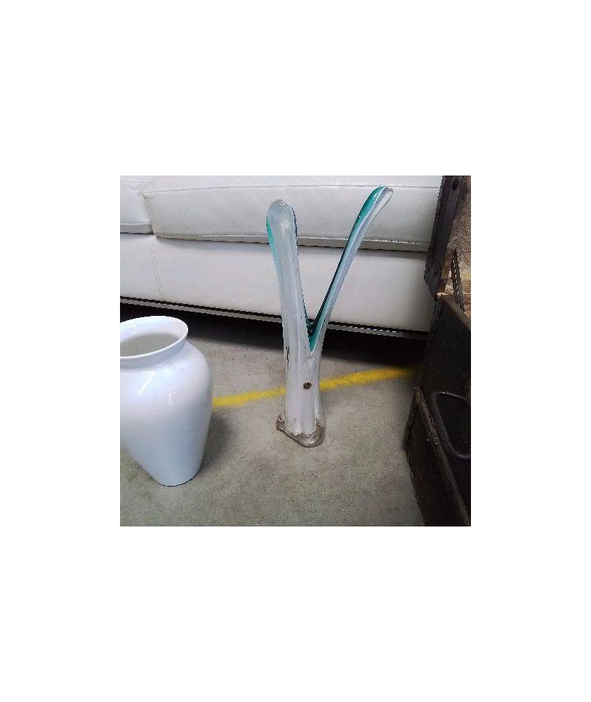 VASE VERRE ITALIEN BLANC/BLEU