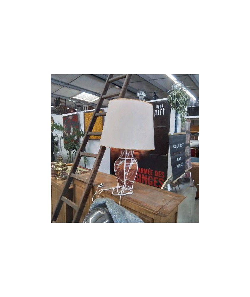 LAMPE EFFET MARBRE ROUGE 