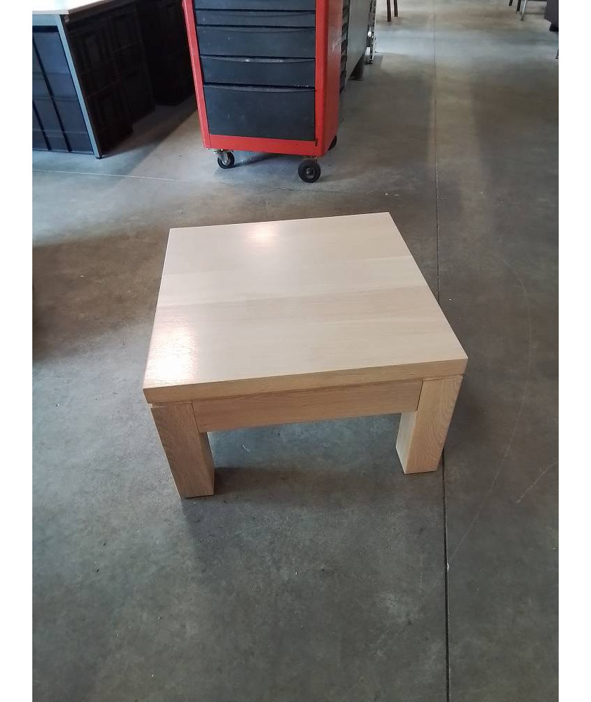 TABLE BASSE CARRÉE BOIS CLAIR 1 TIROIR 