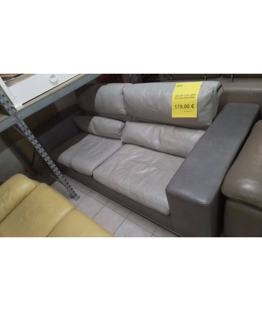 CANAPE CUIR GRIS ROCHES BOBOPIS