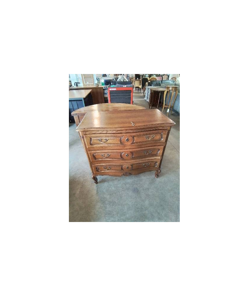 COMMODE CHANTOURNÉ PIEDS CAMBRÉS 3 TIROIRS STYLE RÉGENCE 