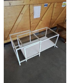 2 TABLES BASSES GIGOGNES PIÈTEMENT MÉTAL BLANC PLATEAUX VERRE