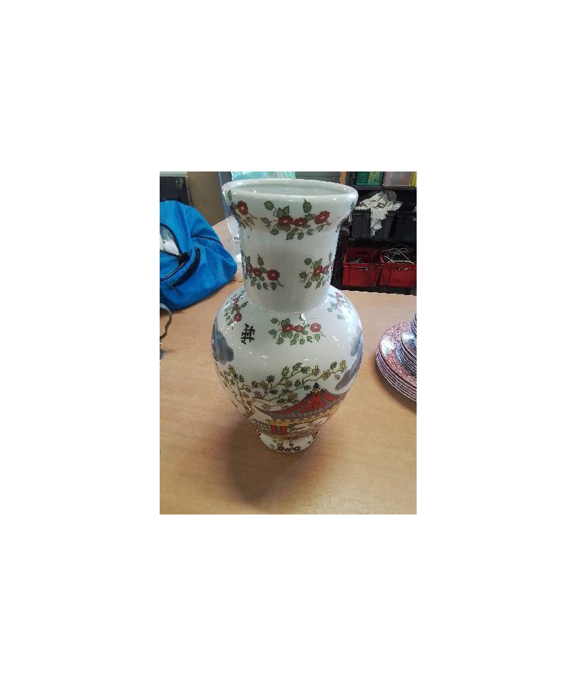 VASE CÉRAMIQUE DÉCOR ASIATIQUE 