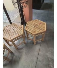 TABLE BASSE HEXAGONALE BAMBOU ET VANNERIE 