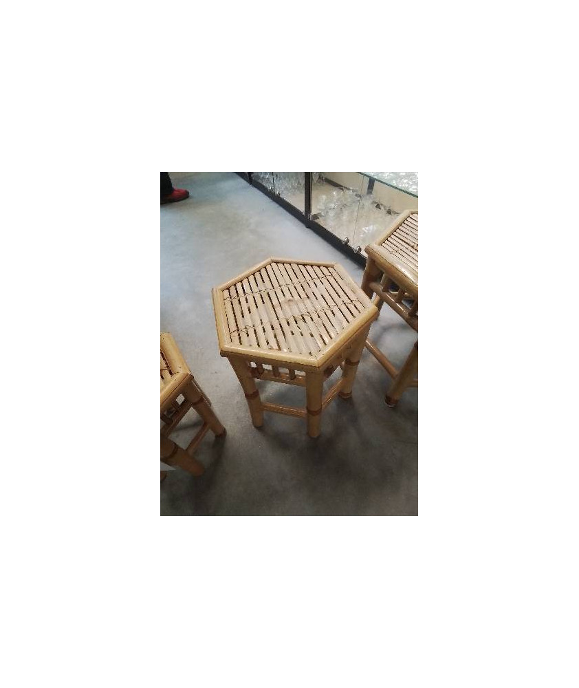 TABLE BASSE HEXAGONALE BAMBOU ET VANNERIE 