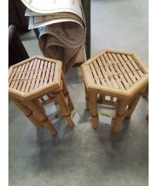 TABLE BASSE HEXAGONALE BAMBOU ET VANNERIE 