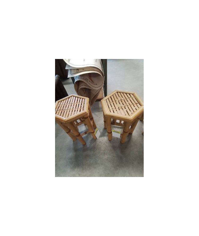 TABLE BASSE HEXAGONALE BAMBOU ET VANNERIE 