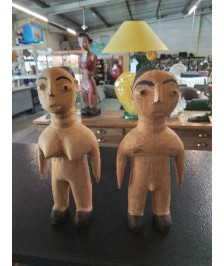 2 STATUETTES JUMEAUX  EWE BOIS