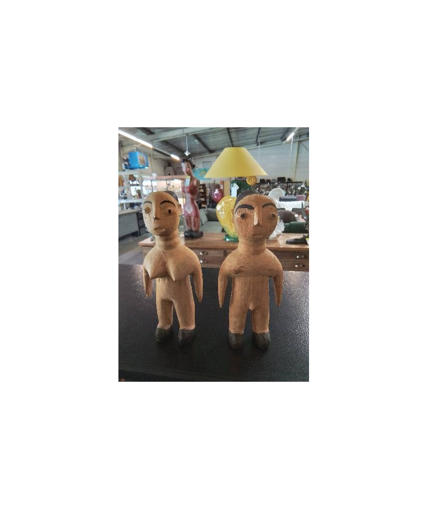 2 STATUETTES JUMEAUX  EWE BOIS