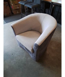 FAUTEUIL CLUB PIVOTANT TISSU GRIS ET TAUPE