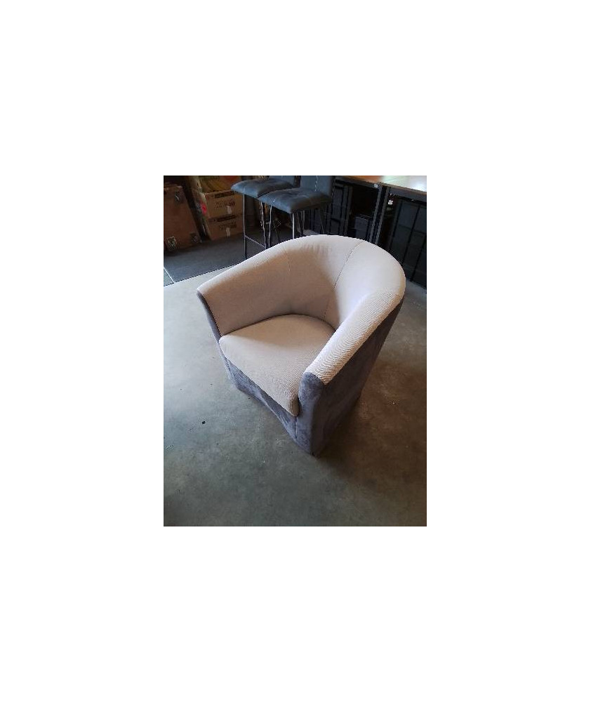 FAUTEUIL CLUB PIVOTANT TISSU GRIS ET TAUPE
