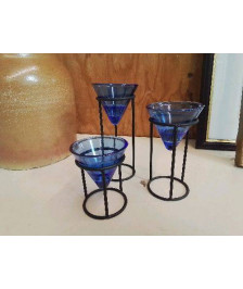 TRIO DECO VERRE BLEU 