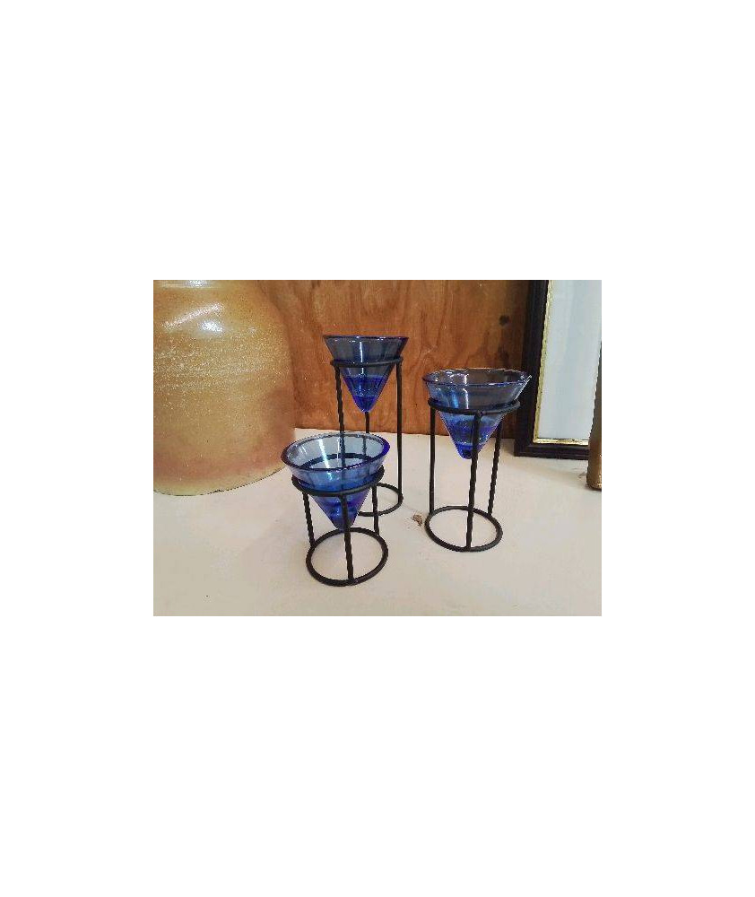 TRIO DECO VERRE BLEU 