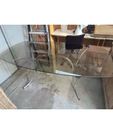 GRANDE TABLE EN VERRE ANNEE 80 