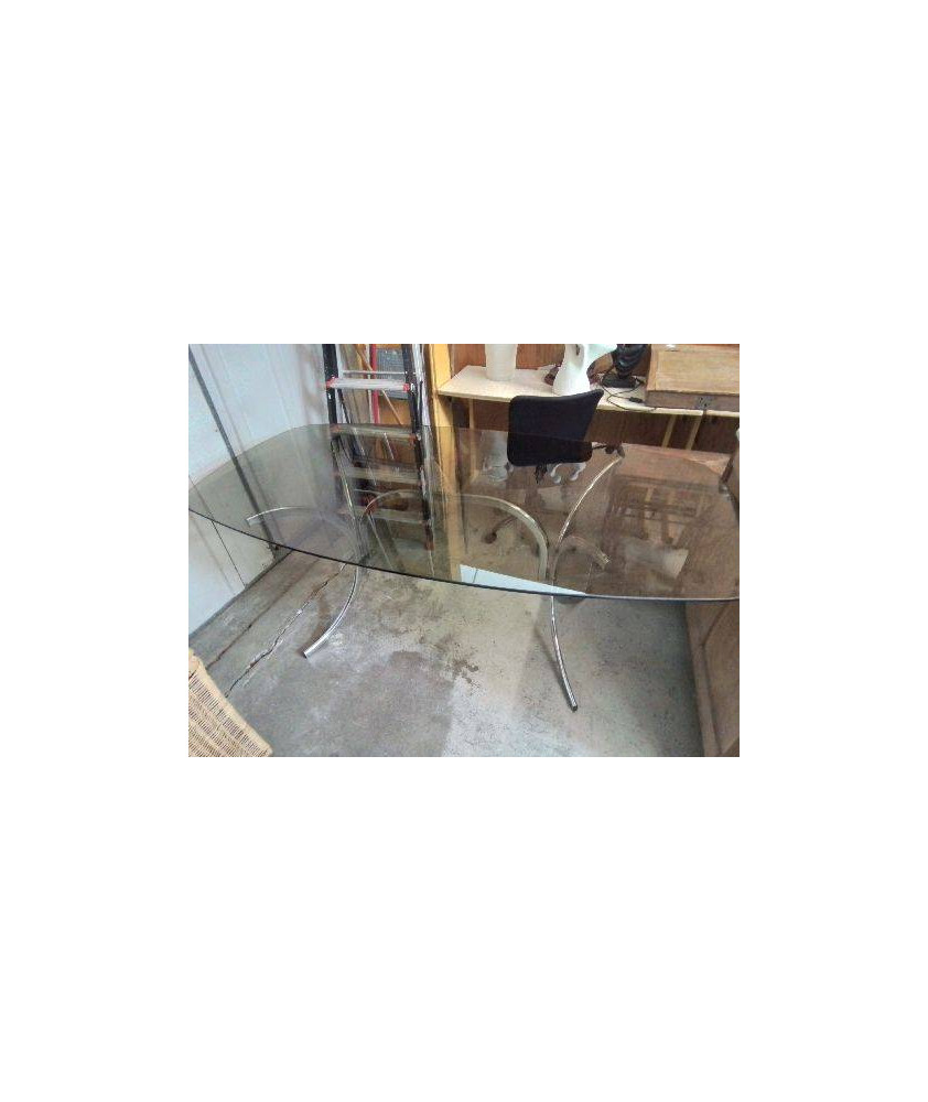 GRANDE TABLE EN VERRE ANNEE 80 