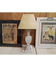 LAMPE GRISE ABAJOUR DORÉ 