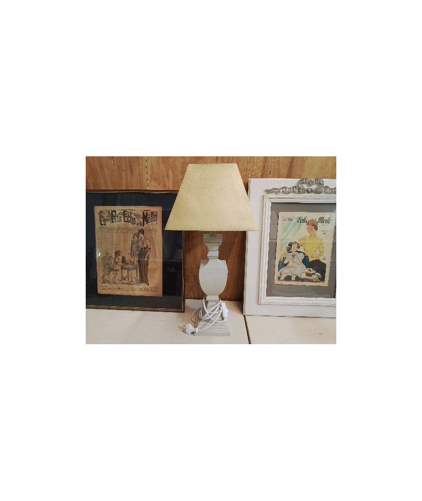LAMPE GRISE ABAJOUR DORÉ 
