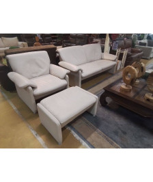 SALON 3/2/1+POUF CUIR 
