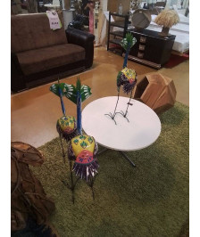 ENSEMBLE DE 3 AUTRUCHES EN METAL 
