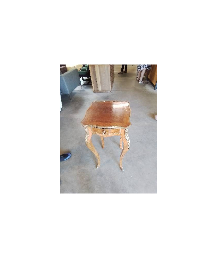 CONSOLE STYLE LOUIS XV BOIS DE ROSE 1 TIROIR GARNITURES BRONZE EN L ETAT