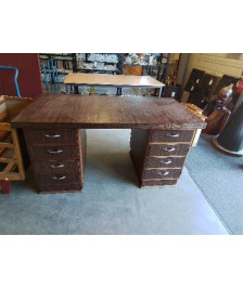 BUREAU A CAISSON ART DÉCO PALISSANDRE 5 TIROIRS 1 PORTE 