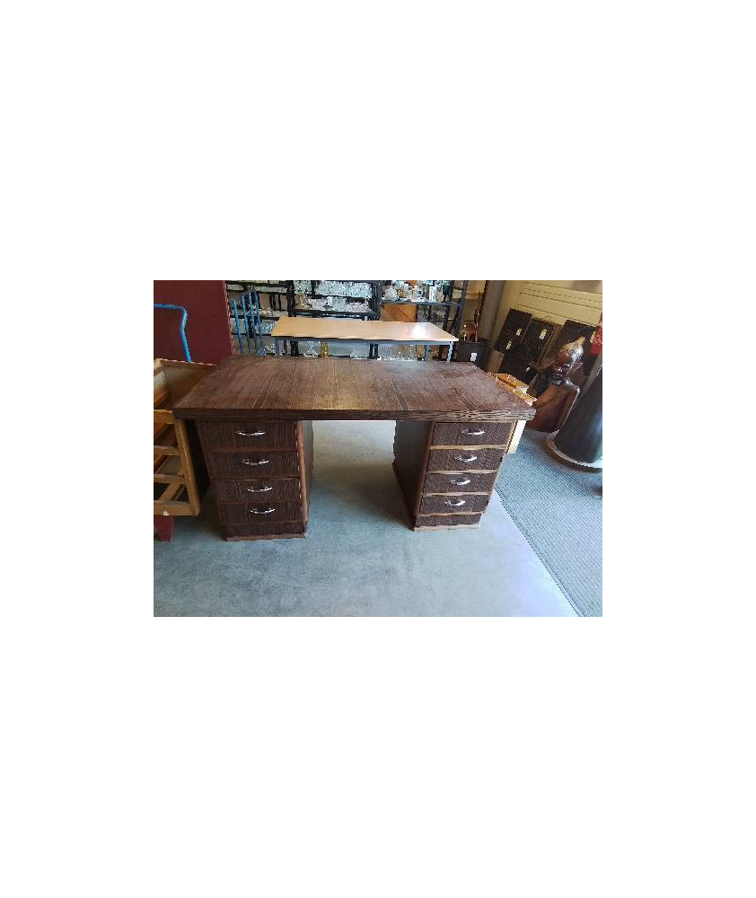 BUREAU A CAISSON ART DÉCO PALISSANDRE 5 TIROIRS 1 PORTE 