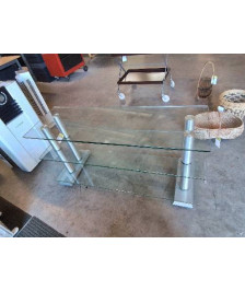 MEUBLE TV  VERRE ET ACIER BROSSÉ 3 NIVEAUX SPECTRAL ST 121ALSI