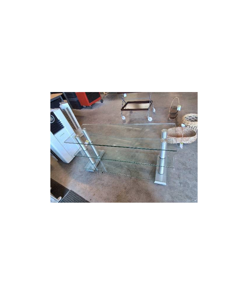MEUBLE TV  VERRE ET ACIER BROSSÉ 3 NIVEAUX SPECTRAL ST 121ALSI