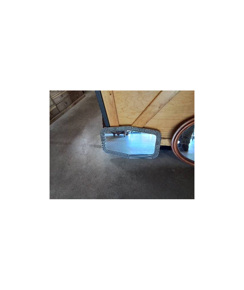 MIROIR RECTANGULAIRE ART DÉCO BOIS  ET STUC GRIS